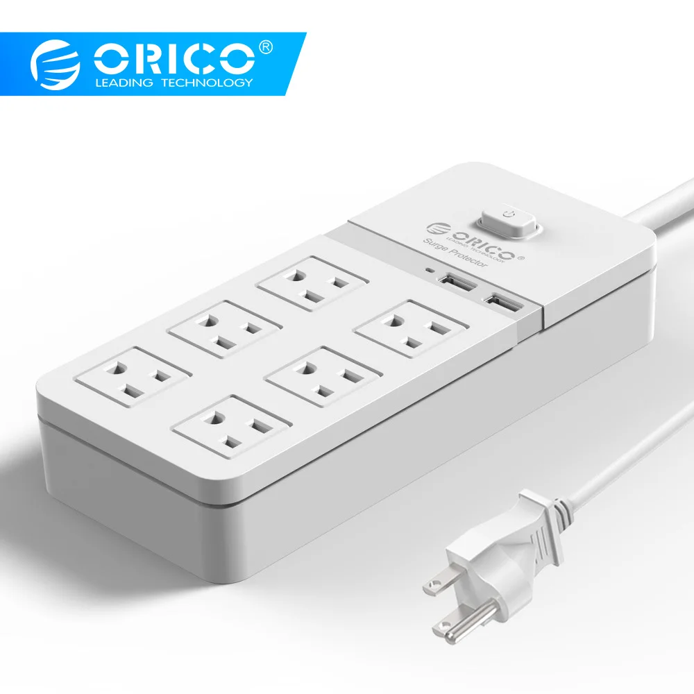 Дешево ORICO SPT S6 Smart USB мощность полосы гнездо США Plug перегрузки переключатель стабилизатор напряжения 6 выход 2 порты и разъёмы USB зарядное устройство...