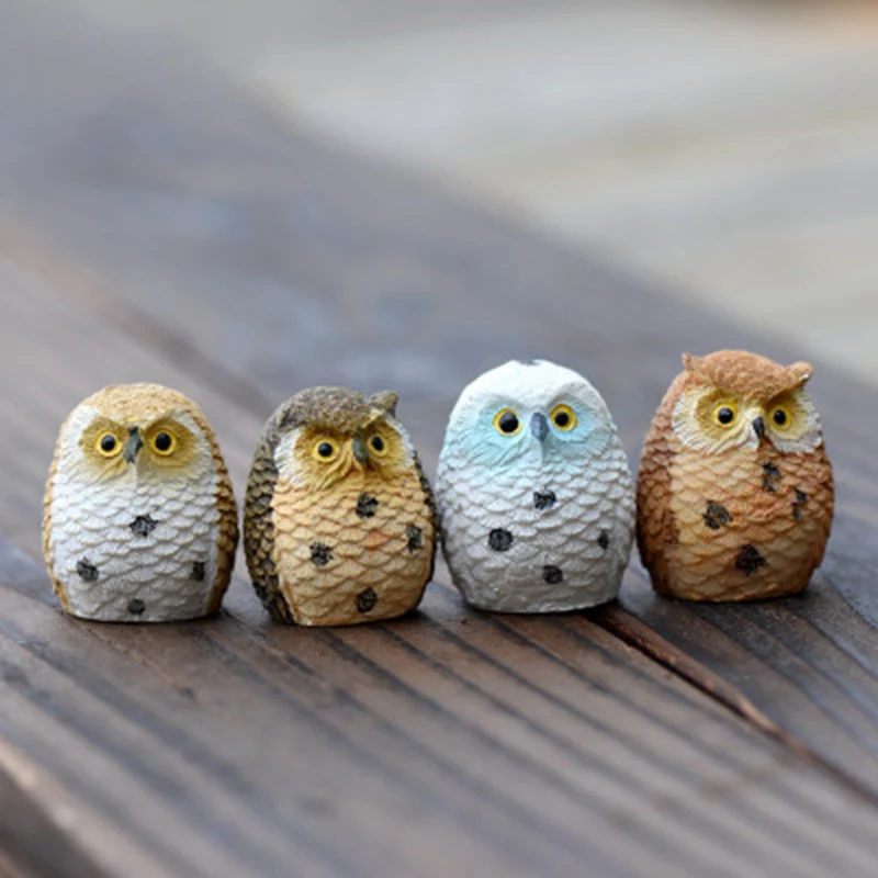 

ZOCDOU 4 Pieces Fat Night Owl Cat Bird Saudi Arabia Model Small Statue Figurine Crafts Figure Ornament Miniatures DIY Home Decor