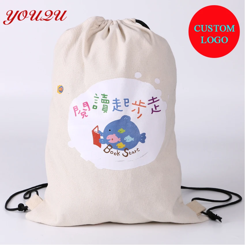 

Customized cotton school bag canvas drawstring bags with cheapest price