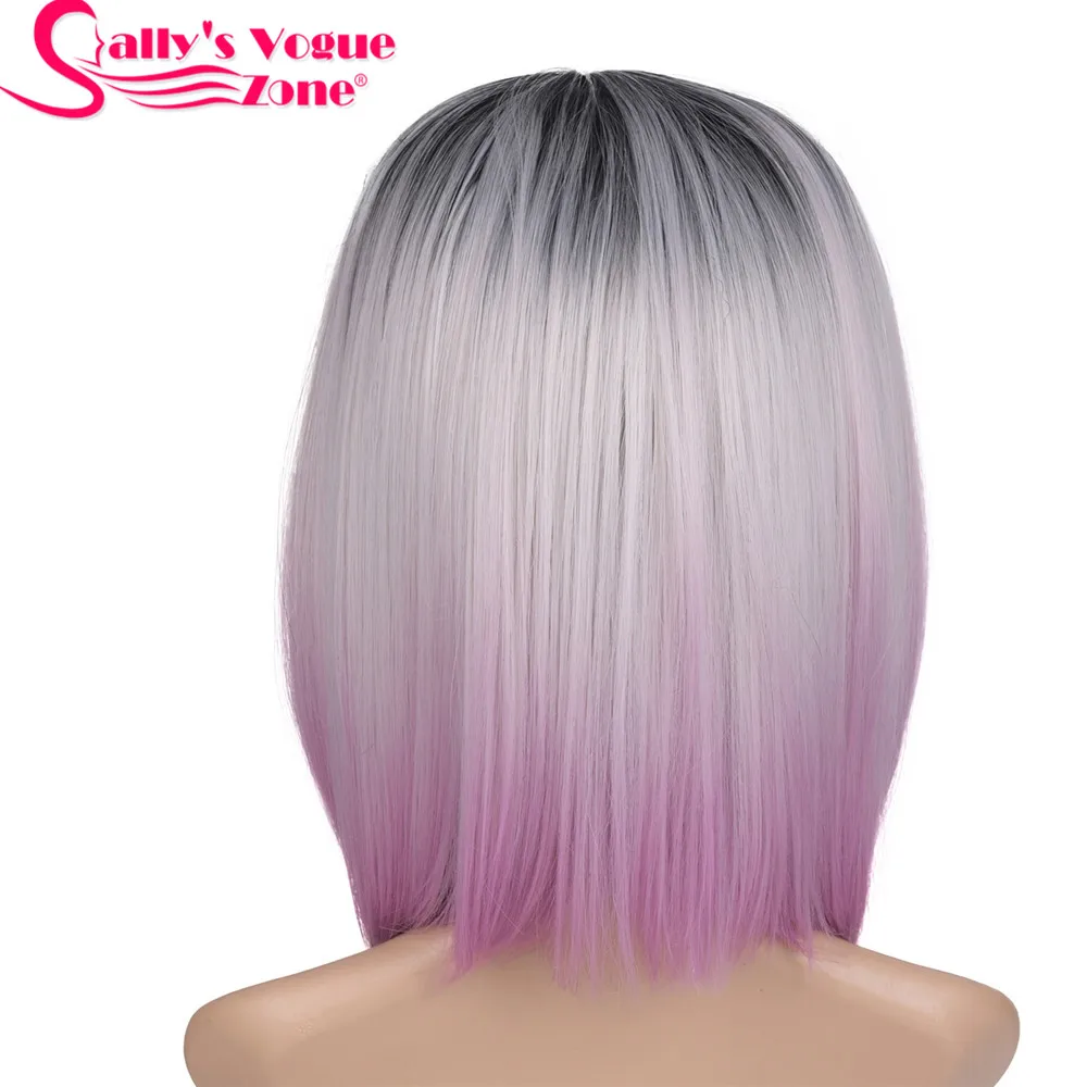 Омбре Sallyhair высокая температура синтетический короткий Омбре черный изумрудно-зеленый цвет прямой боб парик - Цвет: Омбре