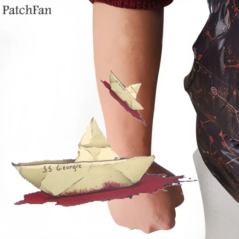 2 шт. Patchfan призрак SS Джорджи временый боди арт тату Стикеры плеча руки водой переводная татуировка Для мужчин