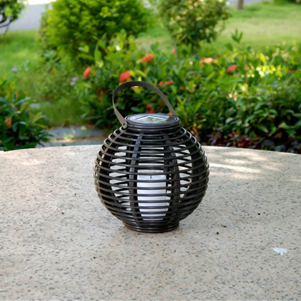 Movido a Energia Lanterna da Vela com Cintilação Rattan ao ar Luzes do Jardim Ip65 à Prova Água Solar Levou Led Âmbar Lâmpada Livre Decorativo Vnl d' 2 VNL IP65 À Prova D' Água Movido