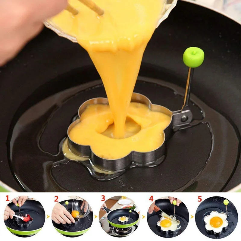 

1PC Stainless Steel DIY Fried Egg Shaper Pancake Rings Mould Egg Mold Kitchen Slicer Beater Cooking Tools Accessories Gadgets