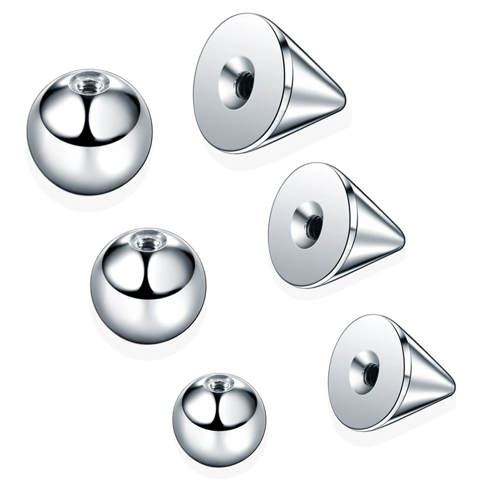 100pcs/lot Stainless Steel Screw Balls Spike Accessories For Lip Nipple Belly Tongue Eyebrow Ear Piercing Rings Jewelry 14G 16G - Image 6