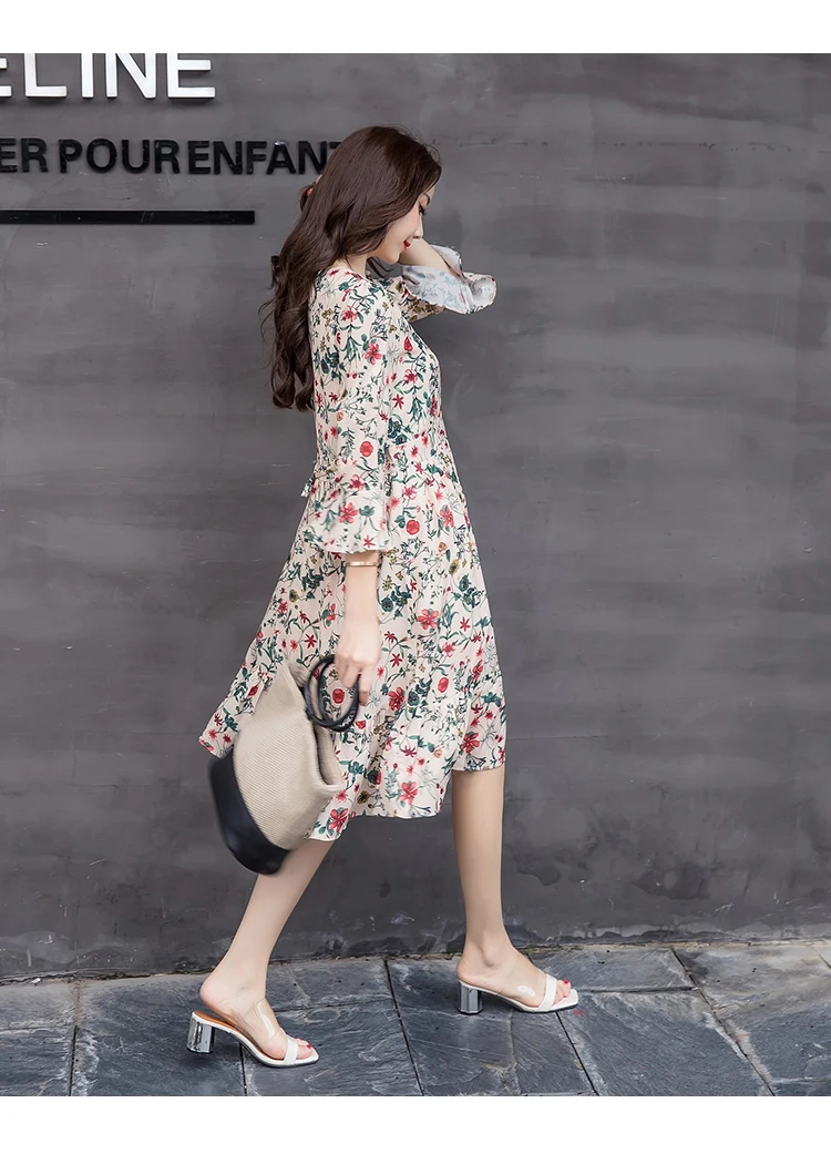 Summer 2018 Elegant Celebrity Pregnant Women loose Plus Size Short Sleeve Chiffon Casual V-neck Women Dresses (21)