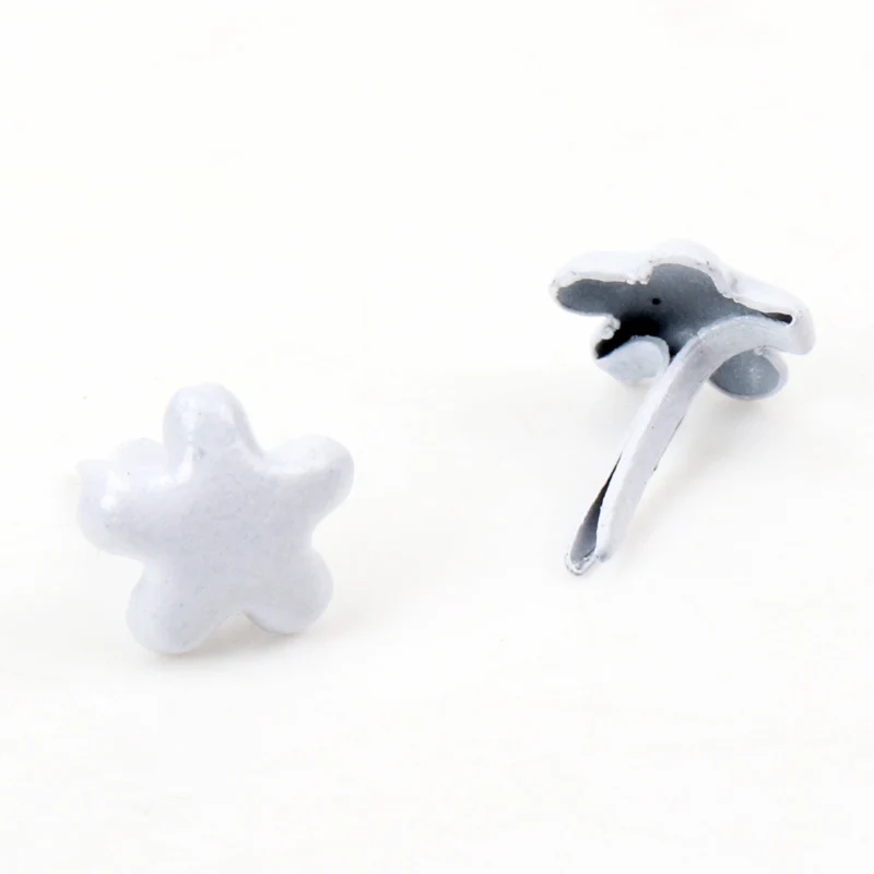 White Pink Pastel Flower Brads Scrapbooking Embellishment Fastener Brads Metal Crafts Diy shoes Decoration Spikes 50PCs 10mm