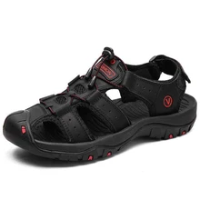 Летние босоножки; Для мужчин из натуральной кожи для мужчин пляжные Для мужчин обувь дышащая сандалии река море тапочки на открытом воздухе сабо на плоской подошве; Sandalias Hombre