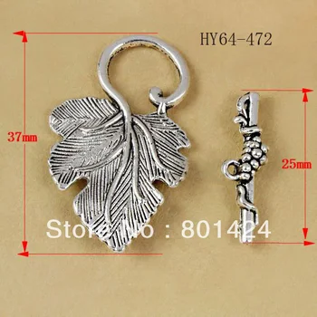 

free shipping 15pcs 64-472 zinc alloy siver-plated toggle clasp leaf shape