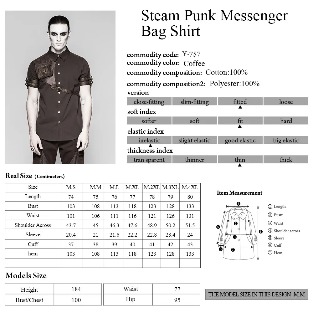 Y-757 PUNK RAVE Latest Style Exquisite Woven Man Shirts