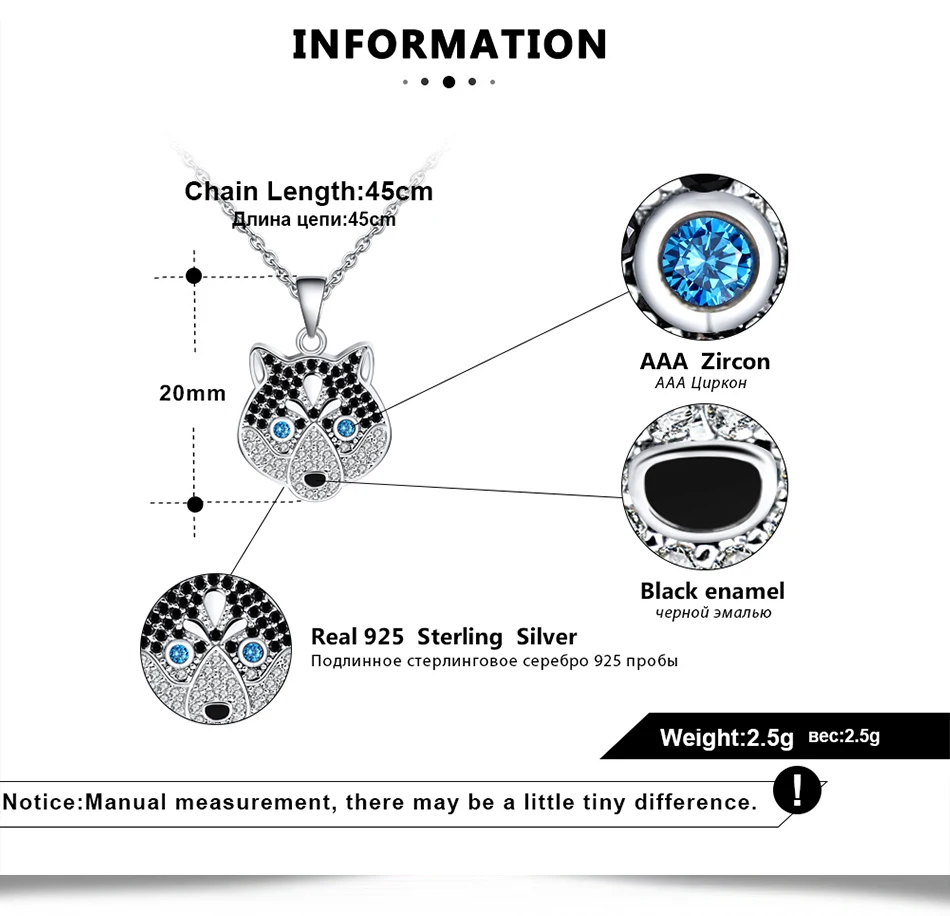 ORSA JEWELS, дизайн, подвеска в виде Хаски для женщин, модное, милое, настоящее 925 пробы, серебряное ожерелье, ежедневное ювелирное изделие, подарок ASN112
