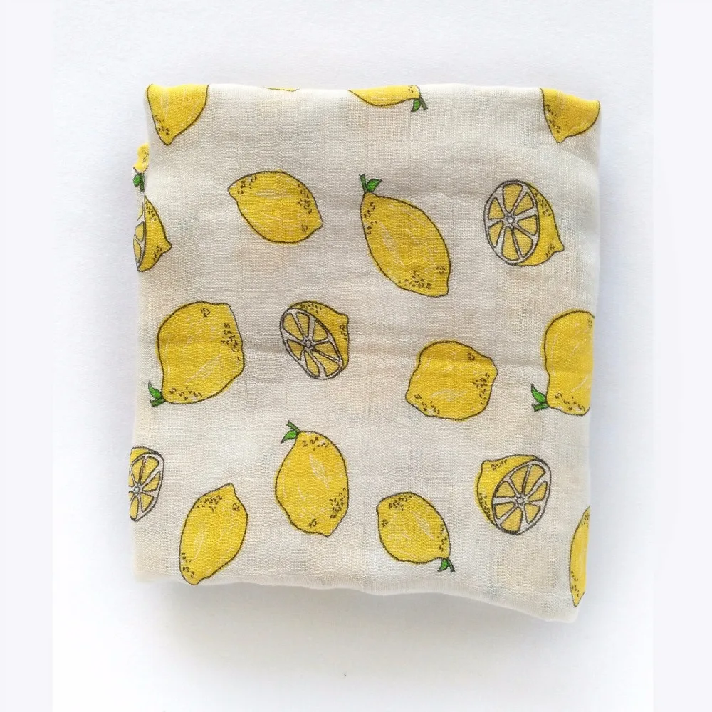 Preise Baby Bambus Decke Swaddle Baby Obst Print Infant Für Babys Musselin Bambus Baumwolle Bettwäsche Neugeborene Bad Handtuch Kinderwagen Abdeckung