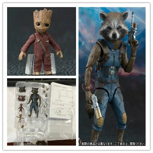 MCR DC SHFiguarts SHF Guardians of the Galaxy Marvel Avengers Rocket Raccoon & Baby Tree Action Figures Toys for children MCR DC SHFiguarts SHF Guardians of the Galaxy Marvel Avengers Rocket Raccoon & Baby Tree Action Figures Toys for children