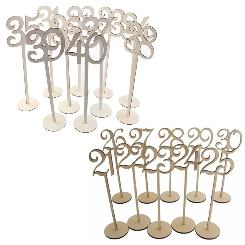 20pcs 21 40 Wooden Table Numbers Table Numbers Base Set Wedding