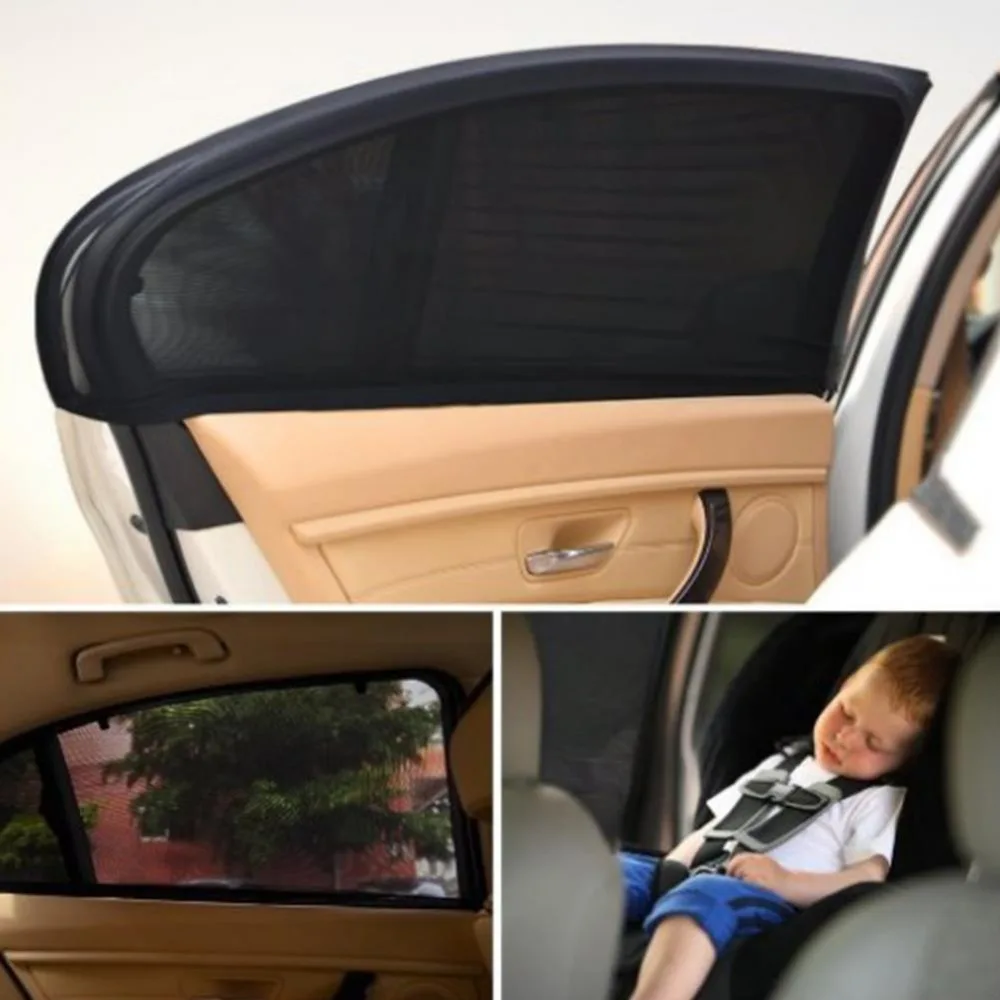 

Vehemo 2X Car Window Cover Sunshade Curtain UV Protection Shield Sun Shade Visor Mesh Solar Mosquito Dust Protection Car-covers