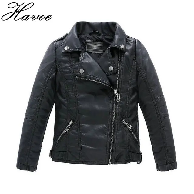 Teenager Baby Boys Leather Jacket Boys Casual Black Solid Children