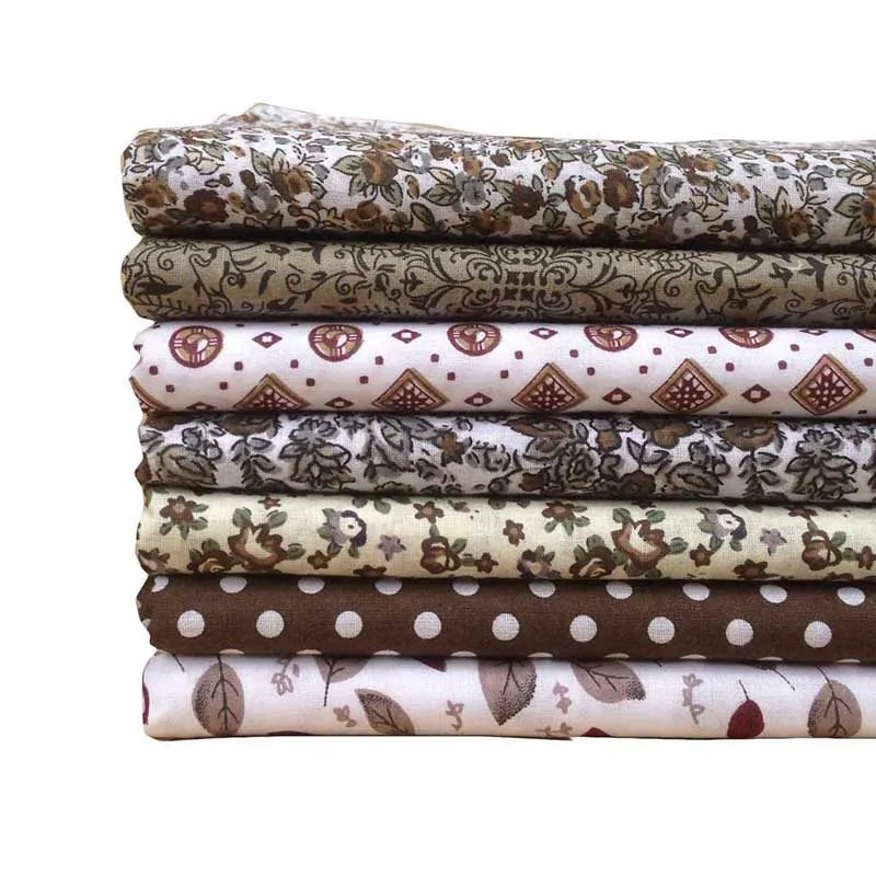 

2017 New 7pcs Brown Plain Weave Cloth Cotton Cloth Fabric Bundle Quilting Sewing Patchwork Handmade Diy Cotton Cloth 25cmx25cm