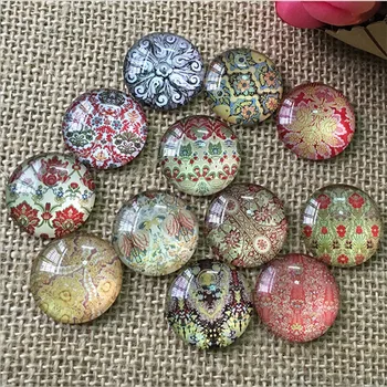

12/14/16/18/20/25/30mm Baroque style DIY Round Glass Cabochon Domes Flat back Glass beads Jewelry Finding Cameo Pendant Settings
