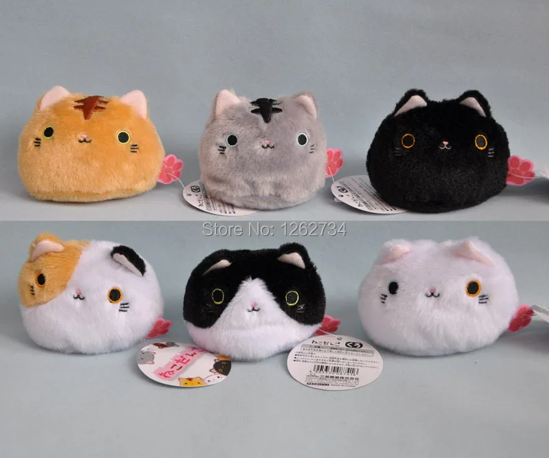 Free Shipping EMS 20/Lot Cute 6 Styles Big Face Cat / Balls Cat Plush Doll 3.5"in Stuffed