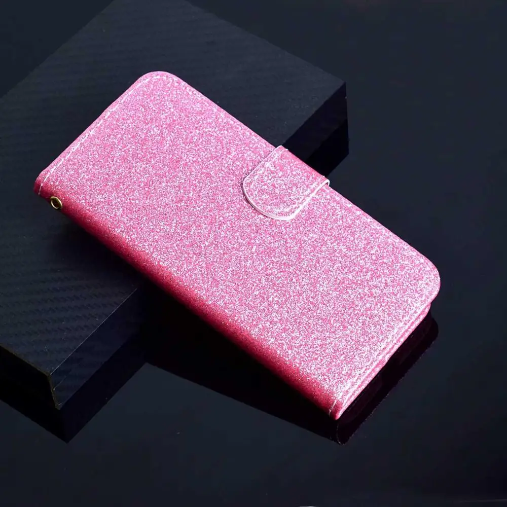Флип-кошелек кожаный розовый золотой чехол для телефона для iPhone X XS Max XR роскошный флэш-порошок чехол для iPhone 6 7 8 Plus отделение для карт сумка - Цвет: pink