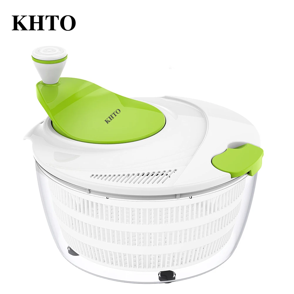 

KHTO Double Layer Fruits Vegetables Salad Spinner Dehydrator Dryer Colander Washer Drying Machine Cleaner Faster Food Prep