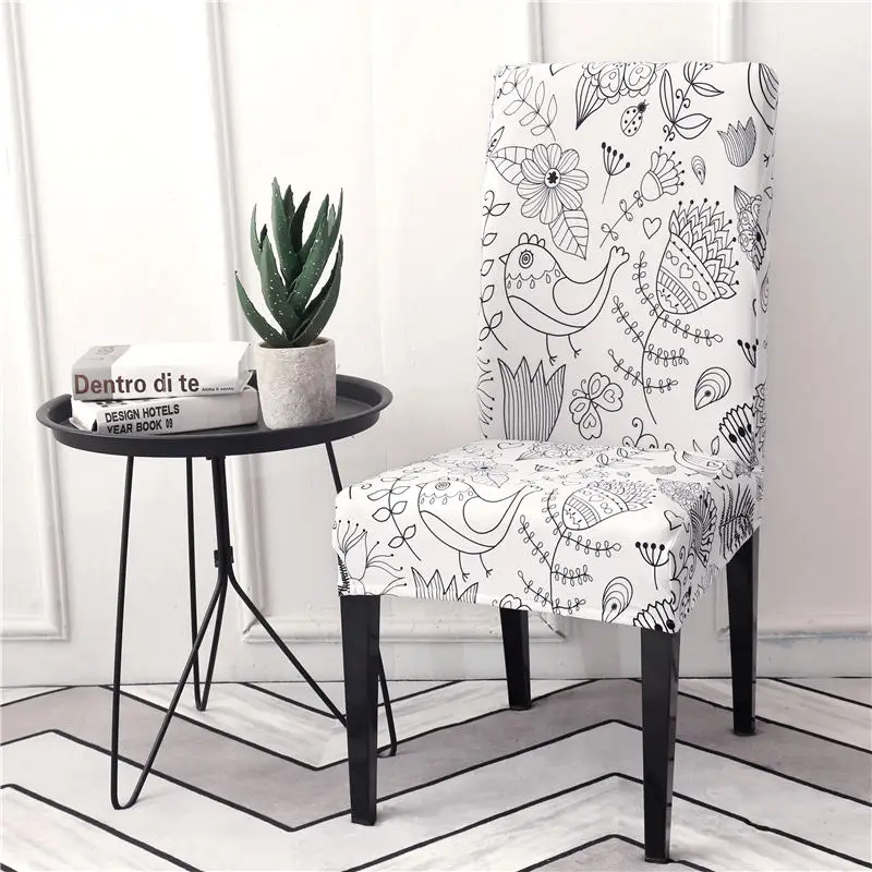 Чехлы на стулья с цветочным принтом из спандекса для свадьбы, столовой, офиса, банкета, эластичные чехлы на стулья - Цвет: coloer8