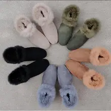 Зимние лоферы из меха пони для женщин; теплая обувь с плюшем внутри; повседневная обувь с искусственным мехом вокруг щиколотки на зиму; низкая цена;