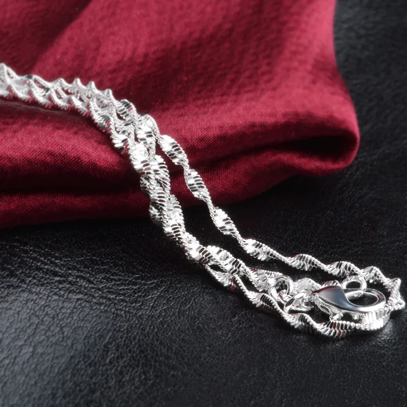 Utimtree, 2 мм, высокое качество, 925 пробы, серебряная, волнистая, цепочка, ожерелье s, ювелирное изделие для кулонов, ожерелье, аксессуар для женщин, девушек, подарок
