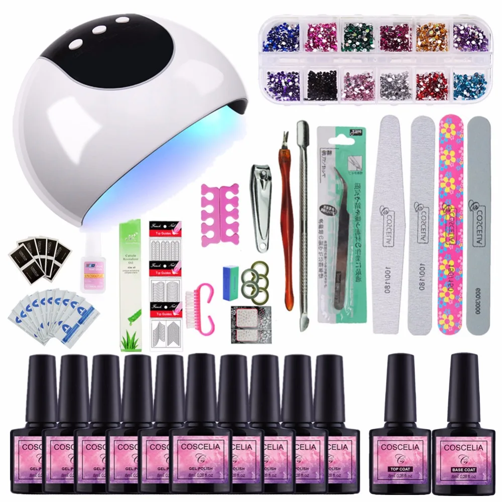 

Nail Set 24W UV Lamp Dryer With 10pcs Nail Gel Polish Soak Off Manicure Products Lasting Gel Nail Polish Kit For Nail Art Sets