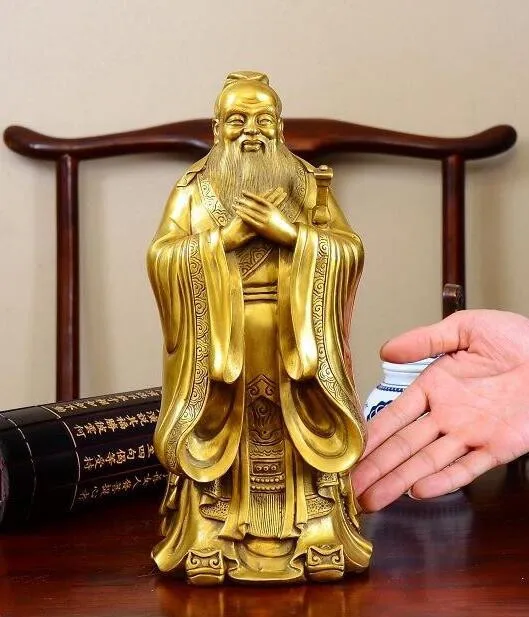 China brass carving Confucius statuein Statues & Sculptures from Home