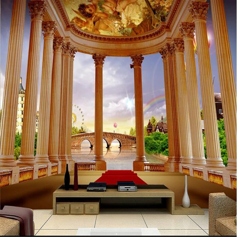 

beibehang custom mural papel de parede 3d room wallpaper 3 d landscape setting wall Roman column photo wallpaper for walls 3 d