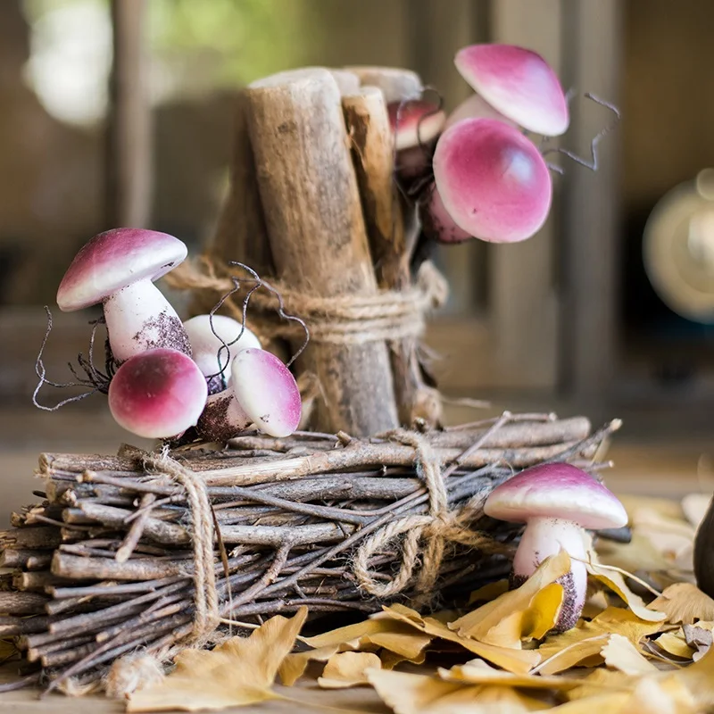 Simulation mushroom flower with decorative props forest green planting