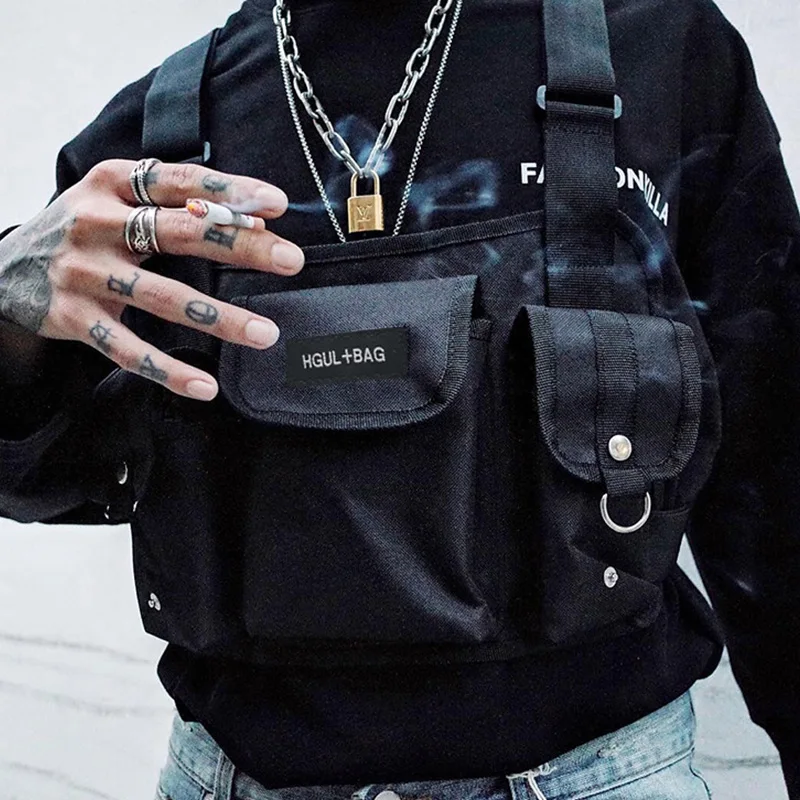 

Man And Woman Waist Bag Fashion Oxford Cloth Chest Rig Bags hip hop pack Functional Tactical Chest Bag Adjustable Waist Pack