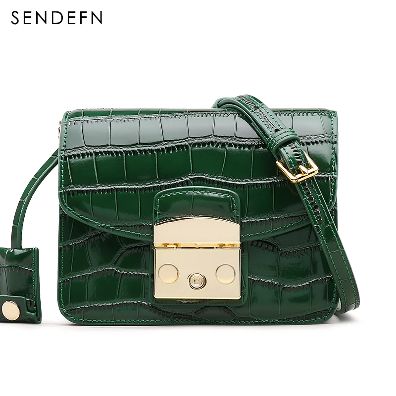 Crocodile Pattern Crossbody Bag Split Leather Women Bag New Female Bag Brand Handbag Quality Women Messenger