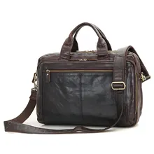 JMD Vintage Leather Handbag Briefcase For Lawyer Laptop Bag Top Handle Business Bag 7230Q