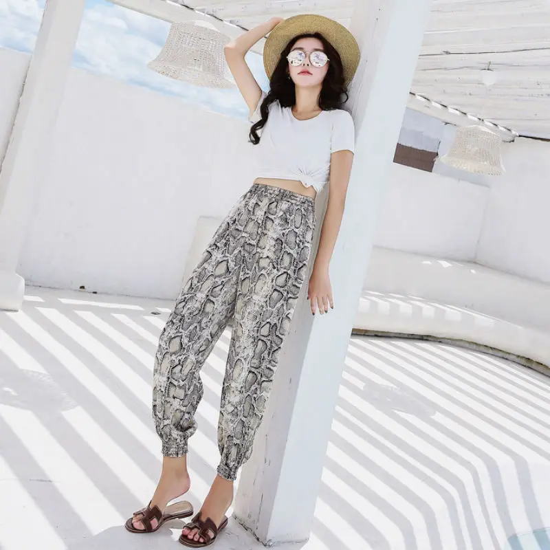 Womens Harem Trouser Plus Size Ladies Cropped Snake Skin Print Ali Baba Nouvelle