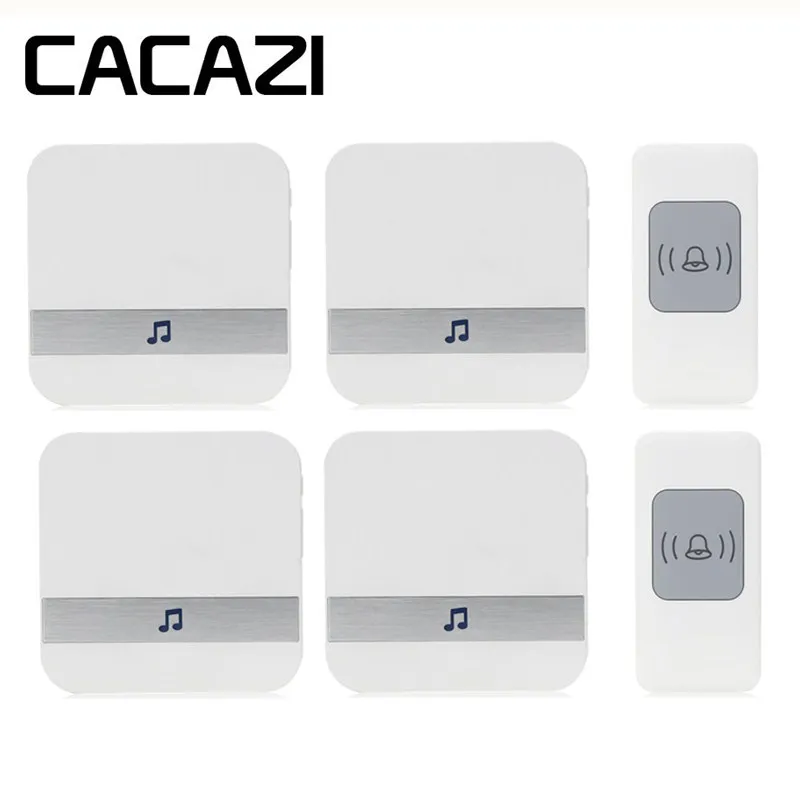

CACAZI Waterproof Doorbell Wireless Sensor Smart Battery Button Household Ring bellUS Plug 52 Songs 300M Remoto AC 75-250V