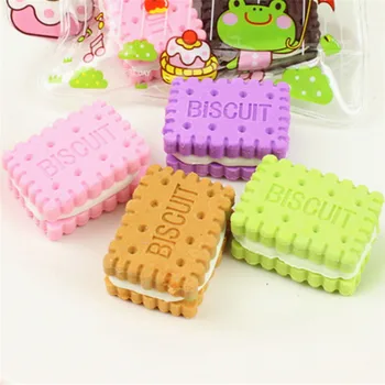 

4 PCS/Set Cute Biscuit Rubber Pencil Eraser for Kids Kawaii cookies Eraser Set School Office for Student