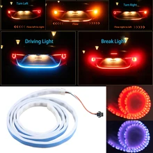 1pc 120cm RGB LED Strip Lighting Rear Trunk Tail Light Dynamic Streamer Brake Turn Signal Led Warning Lights Strips Car Styling
