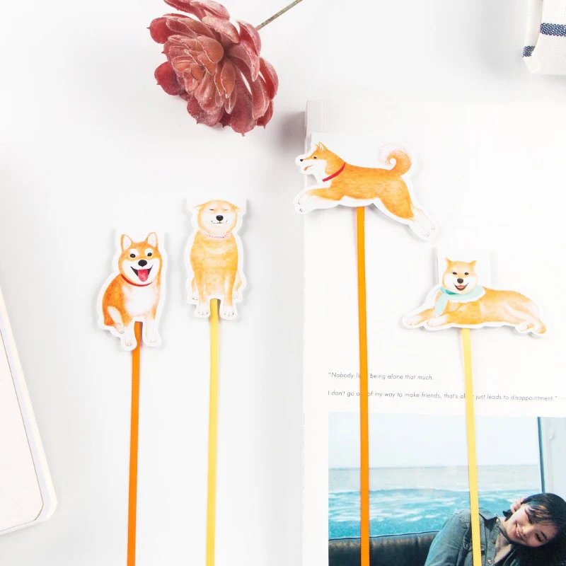 1 шт. довольно Шиба ину собака Закладка на магните с длинной лентой креативная Корейская канцелярия Школьные офисные закладки для детей