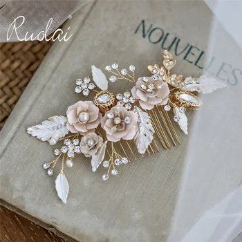 

New Floral Crystal Hair Clip Bridal Hair Piece Beaded Rhinestone Wedding Hair Comb Bridal Hair Clip Wedding Headpiece Tiara HD57