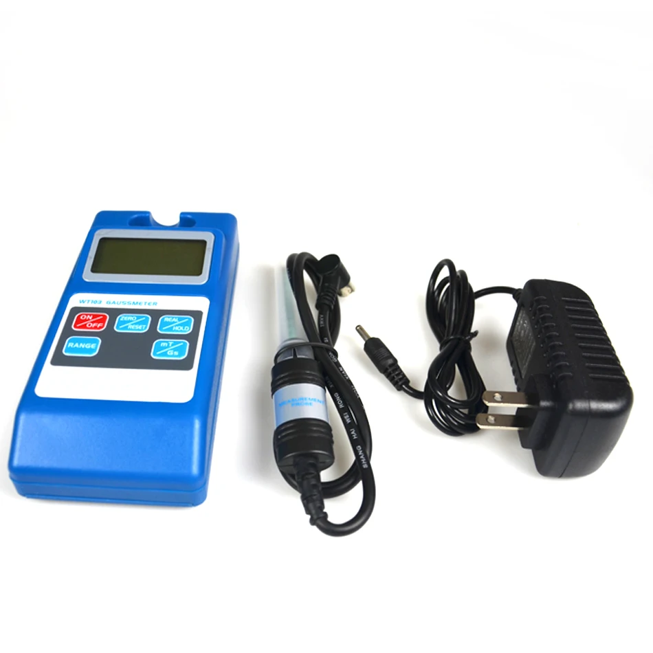 WT103 Gaussmeter Gauss Meter Teslameter Apparatus Field Strength Meter Indicator 0.01MT Horizontal Transverse Probe Sensor