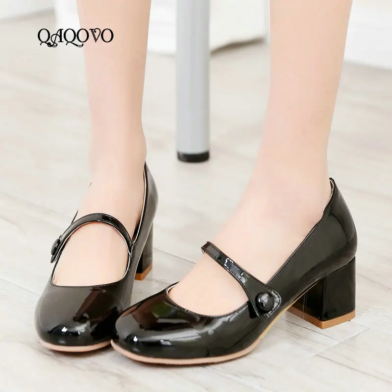 

Ladies Mary Jane Pumps Comfortable Square Low Heels Slip On Dress Spring Autumn Shoes Women Size 34-43