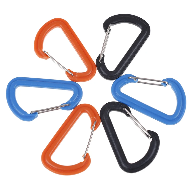 Plastic EDC Keychain Clip Carabiner Hiking Buckle Split Mini Spring Clasps Hook Carabiner Claspss Camping Climbing Accessories
