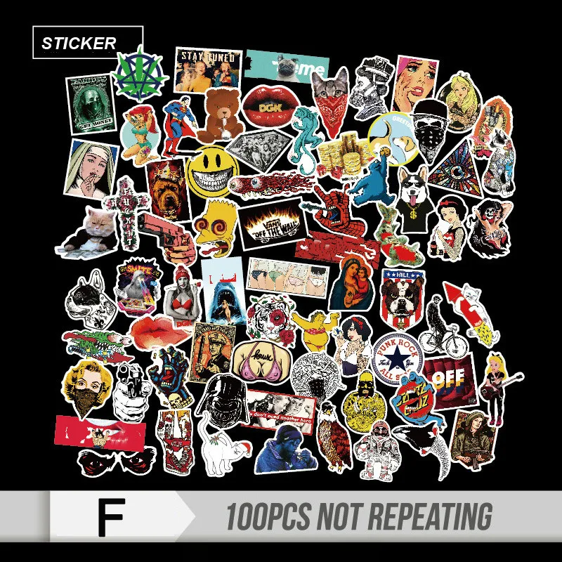 100pcs Mixed Cartoon Toy Stickers for Car Styling Bike Motorcycle Phone Laptop Travel Luggage Cool Funny Sticker Bomb JDM Decals