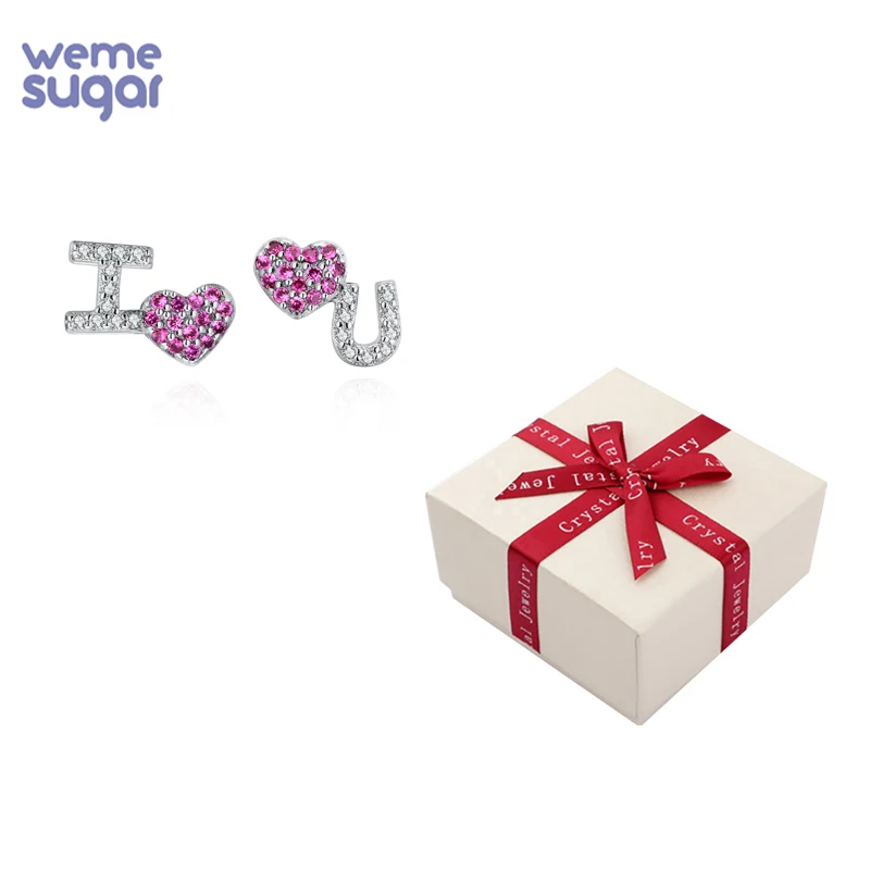 Серебряные серьги гвоздики WeMe S925 с надписью I Love You|Серьги-гвоздики| |