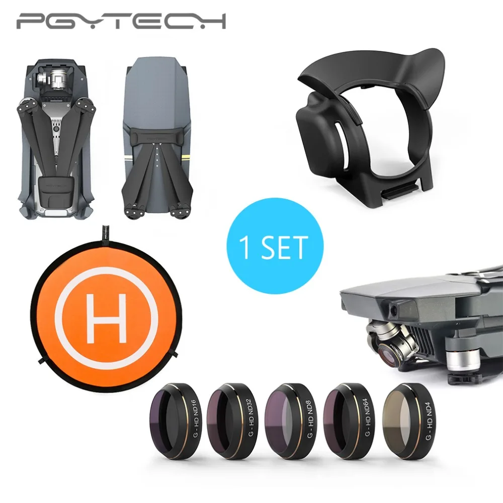 

PGYTECH 1 Set Include 75CM Fast-fold Landing Pad & Propellers Motor & Lens Hood&5pc HD Lens Filter Set for DJI Mavic Pro
