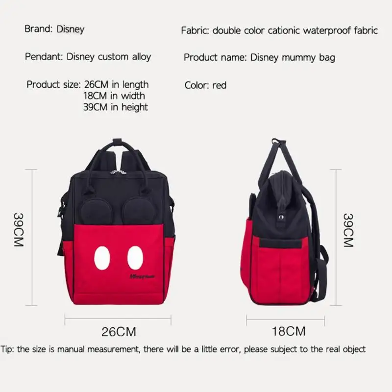 DISNEY 2 шт./компл. детские сумки для подгузников с изображением Микки Мауса и Минни Маус, Мышь подгузников Сумка Большой Для женщин рюкзак USB, теплоизоляционное хранилище для детского сумки