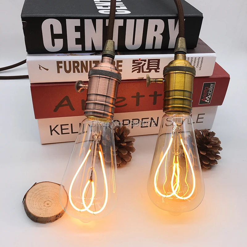 Filamento Levou Lâmpada St64 4 w Âmbar Macio Curvo Levou Filamento da Lâmpada 6 Cheap led filament bulb