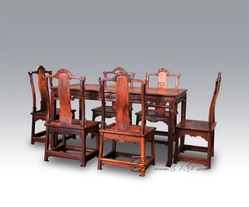Home Dinner Table Set 1 Desk & 6 Chairs Rosewoowd Living Room Dining-Tables Redwood Furniture Annatto Solid Wood Borad Armchair Home Dinner Table Set 1 Desk & 6 Chairs Rosewoowd Living Room Dining-Tables Redwood Furniture Annatto Solid Wood Borad Armchair