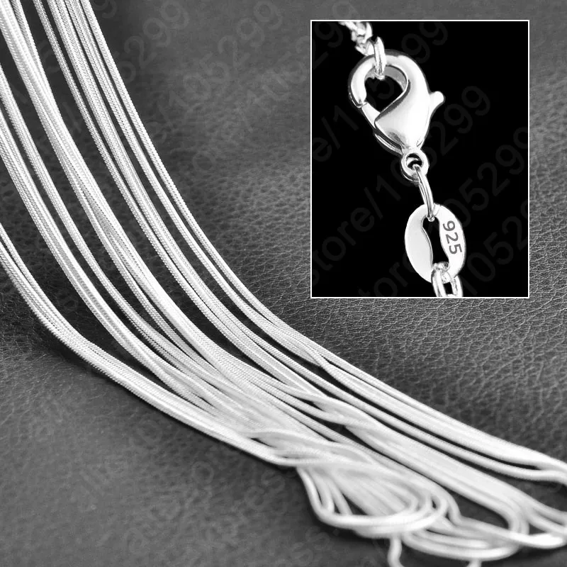 

Rock bottom price! 10pcs Wholesale Pure 925 Sterling Silver Snake Necklace Fashion Necklace Chain Multi Size